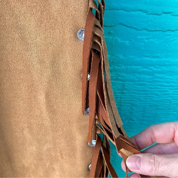 FAUX SUEDE FRINGE AND RHINESTONE WESTERN FLARE PANTS SIZE XS NWT - Picture 4 of 10